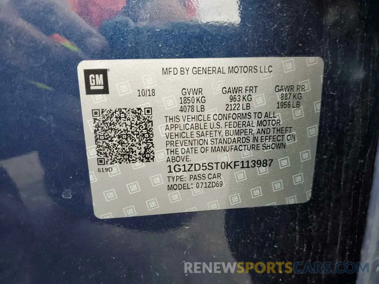 12 Photograph of a damaged car 1G1ZD5ST0KF113987 CHEVROLET MALIBU 2019