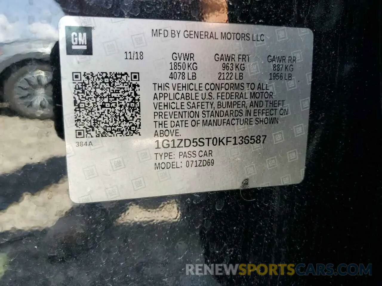 12 Photograph of a damaged car 1G1ZD5ST0KF136587 CHEVROLET MALIBU 2019