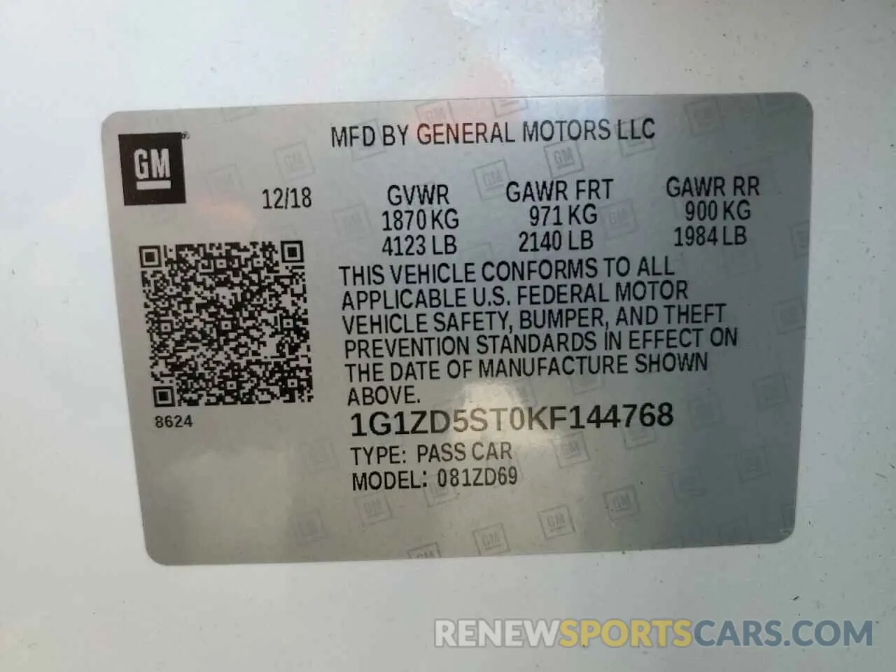 12 Photograph of a damaged car 1G1ZD5ST0KF144768 CHEVROLET MALIBU 2019