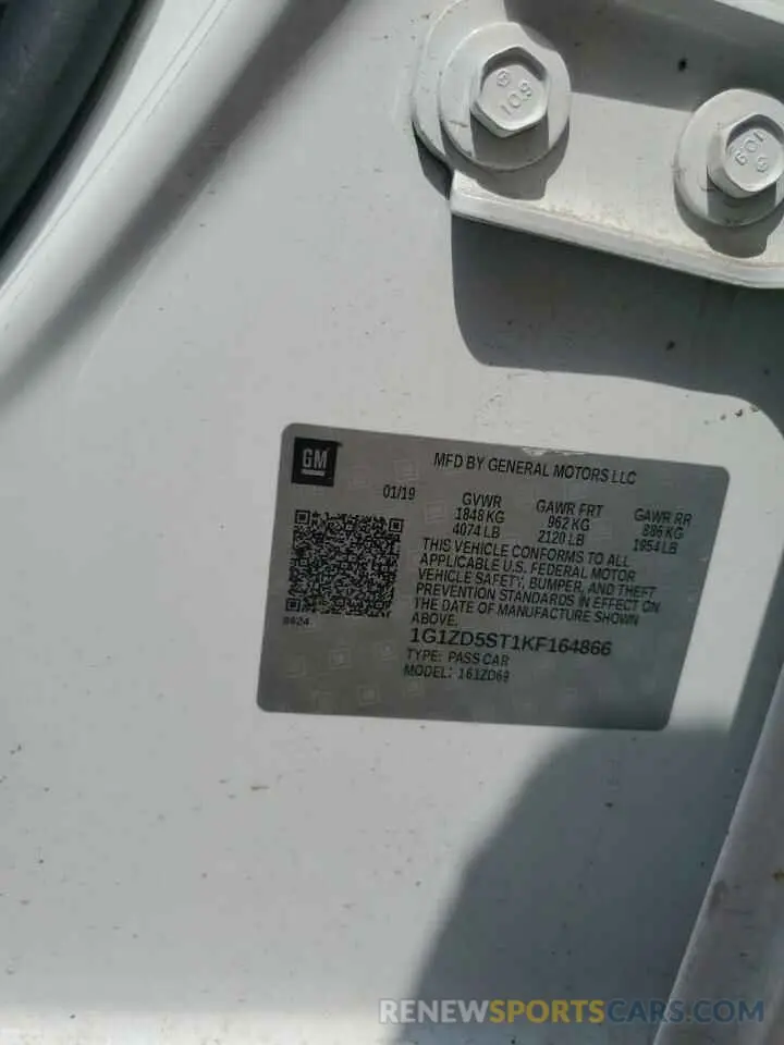 12 Photograph of a damaged car 1G1ZD5ST1KF164866 CHEVROLET MALIBU 2019