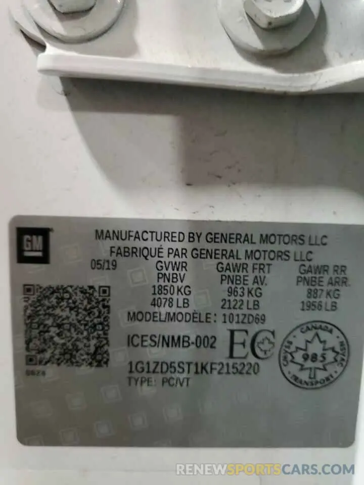 12 Photograph of a damaged car 1G1ZD5ST1KF215220 CHEVROLET MALIBU 2019