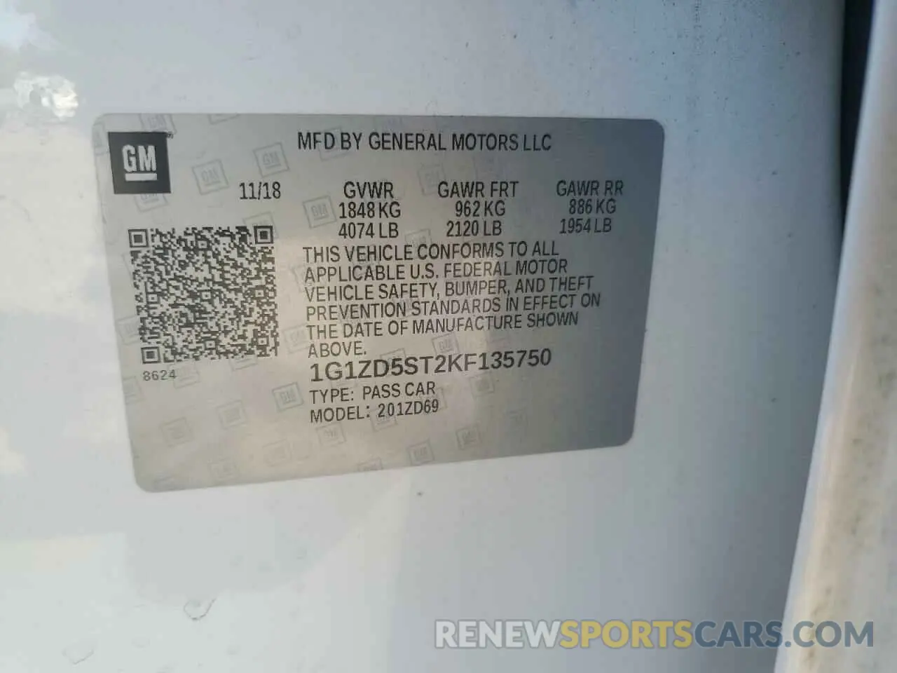 12 Photograph of a damaged car 1G1ZD5ST2KF135750 CHEVROLET MALIBU 2019