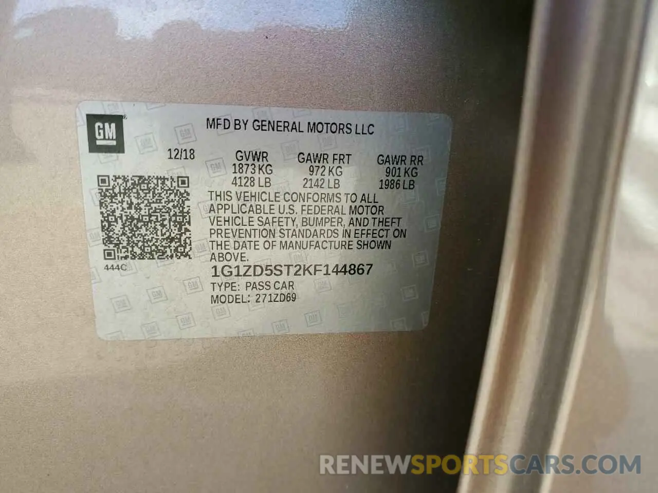 14 Photograph of a damaged car 1G1ZD5ST2KF144867 CHEVROLET MALIBU 2019