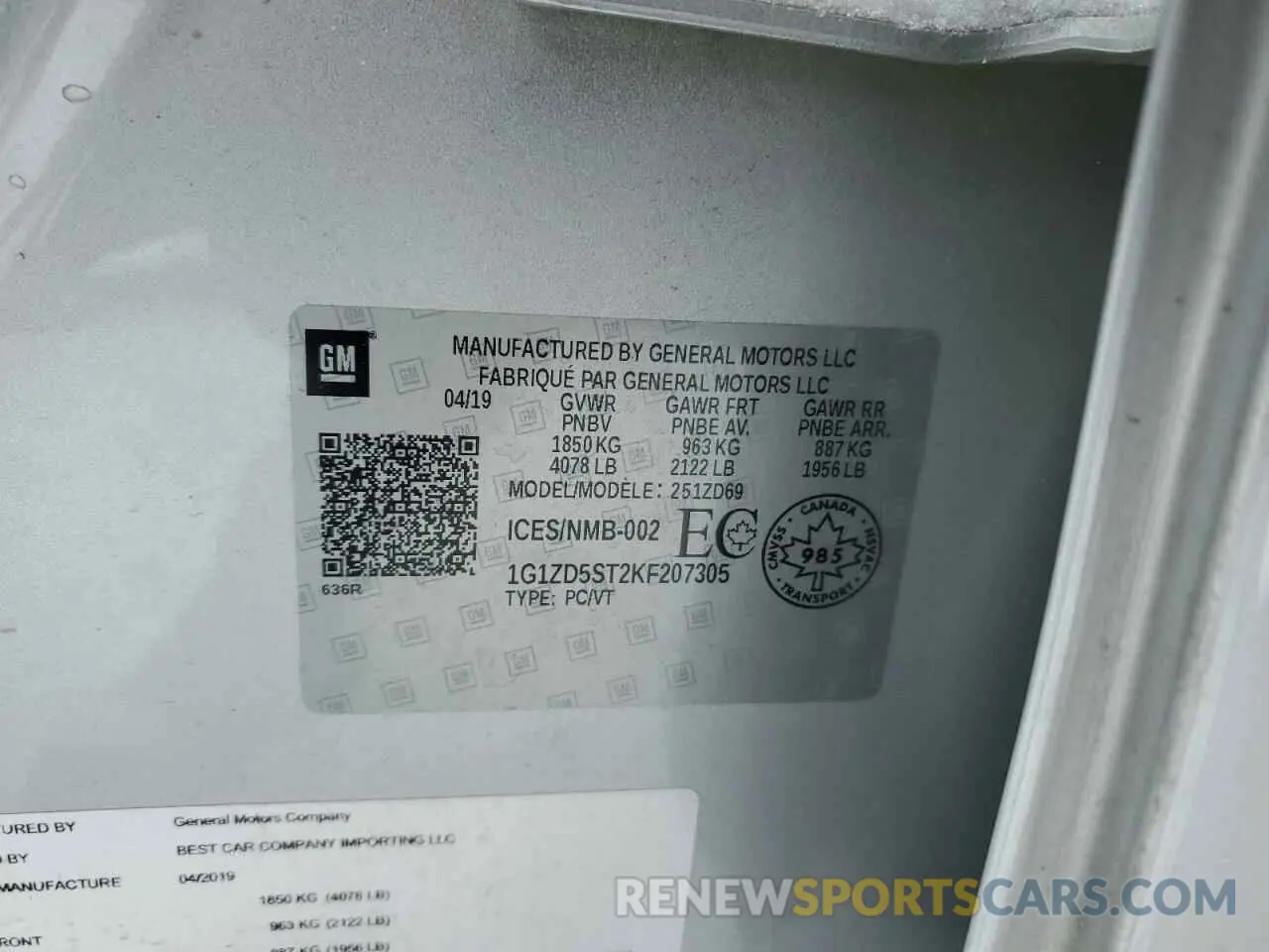 14 Photograph of a damaged car 1G1ZD5ST2KF207305 CHEVROLET MALIBU 2019