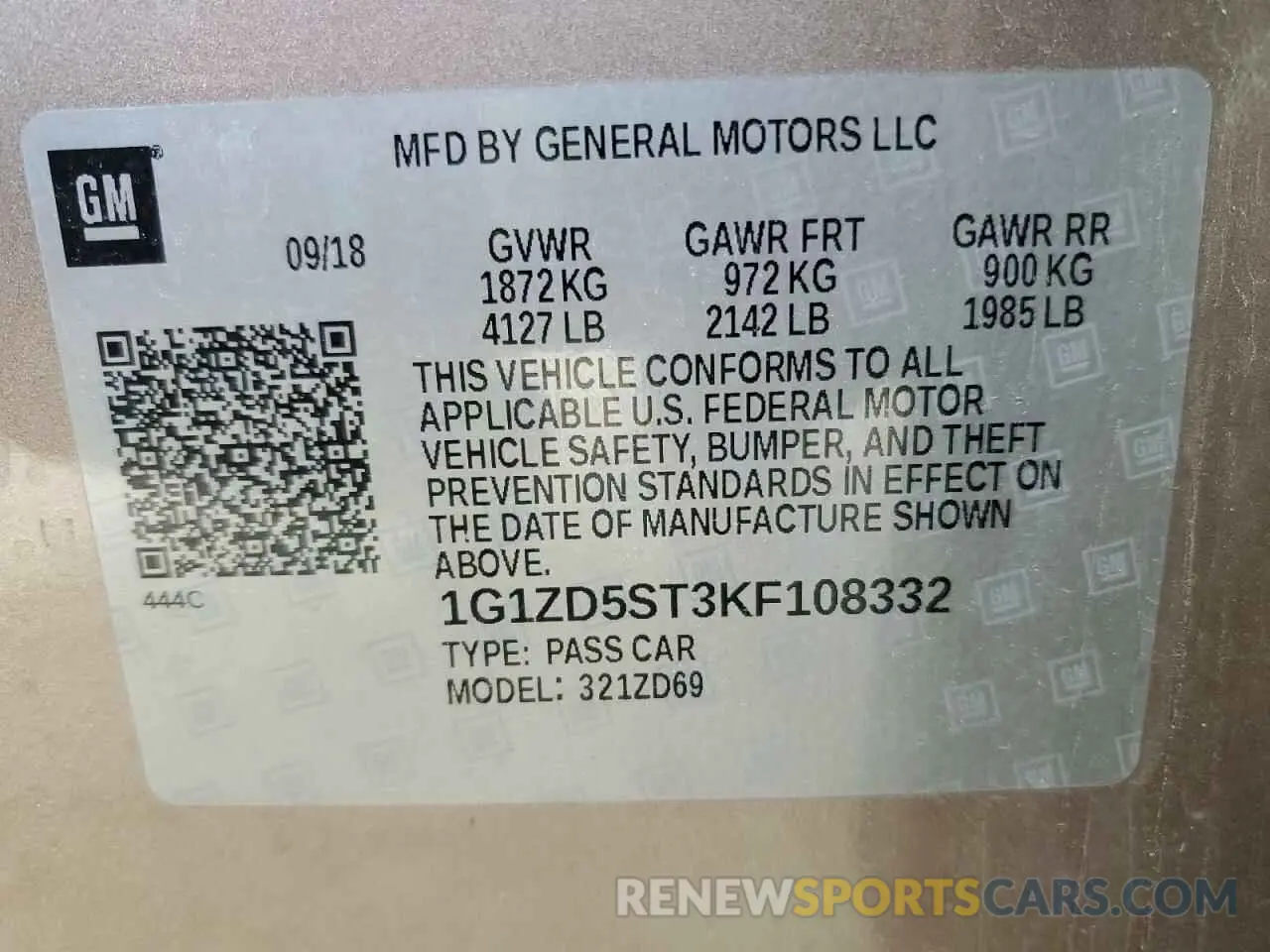 12 Photograph of a damaged car 1G1ZD5ST3KF108332 CHEVROLET MALIBU 2019