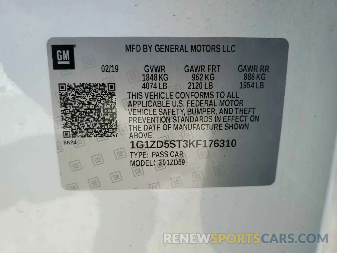 12 Photograph of a damaged car 1G1ZD5ST3KF176310 CHEVROLET MALIBU 2019