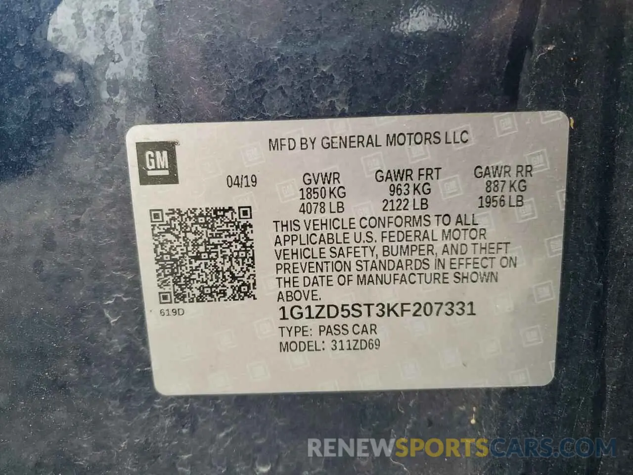 13 Photograph of a damaged car 1G1ZD5ST3KF207331 CHEVROLET MALIBU 2019