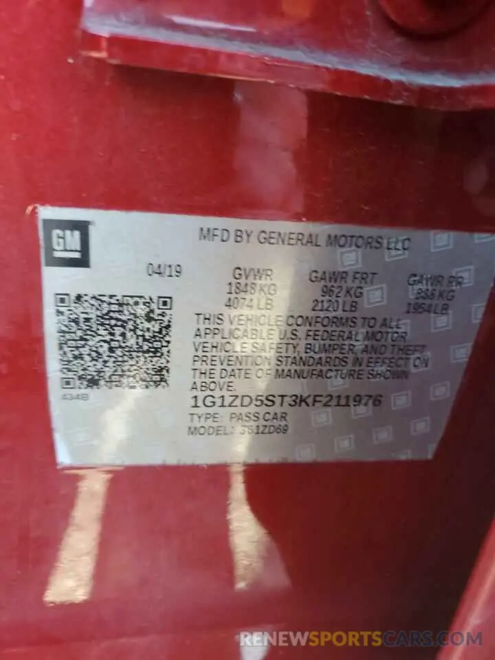 14 Photograph of a damaged car 1G1ZD5ST3KF211976 CHEVROLET MALIBU 2019