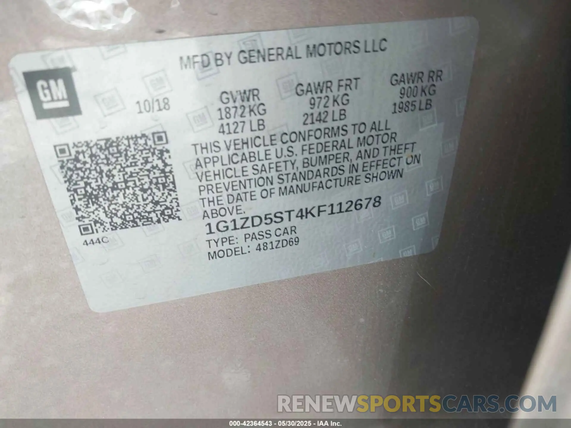 9 Photograph of a damaged car 1G1ZD5ST4KF112678 CHEVROLET MALIBU 2019