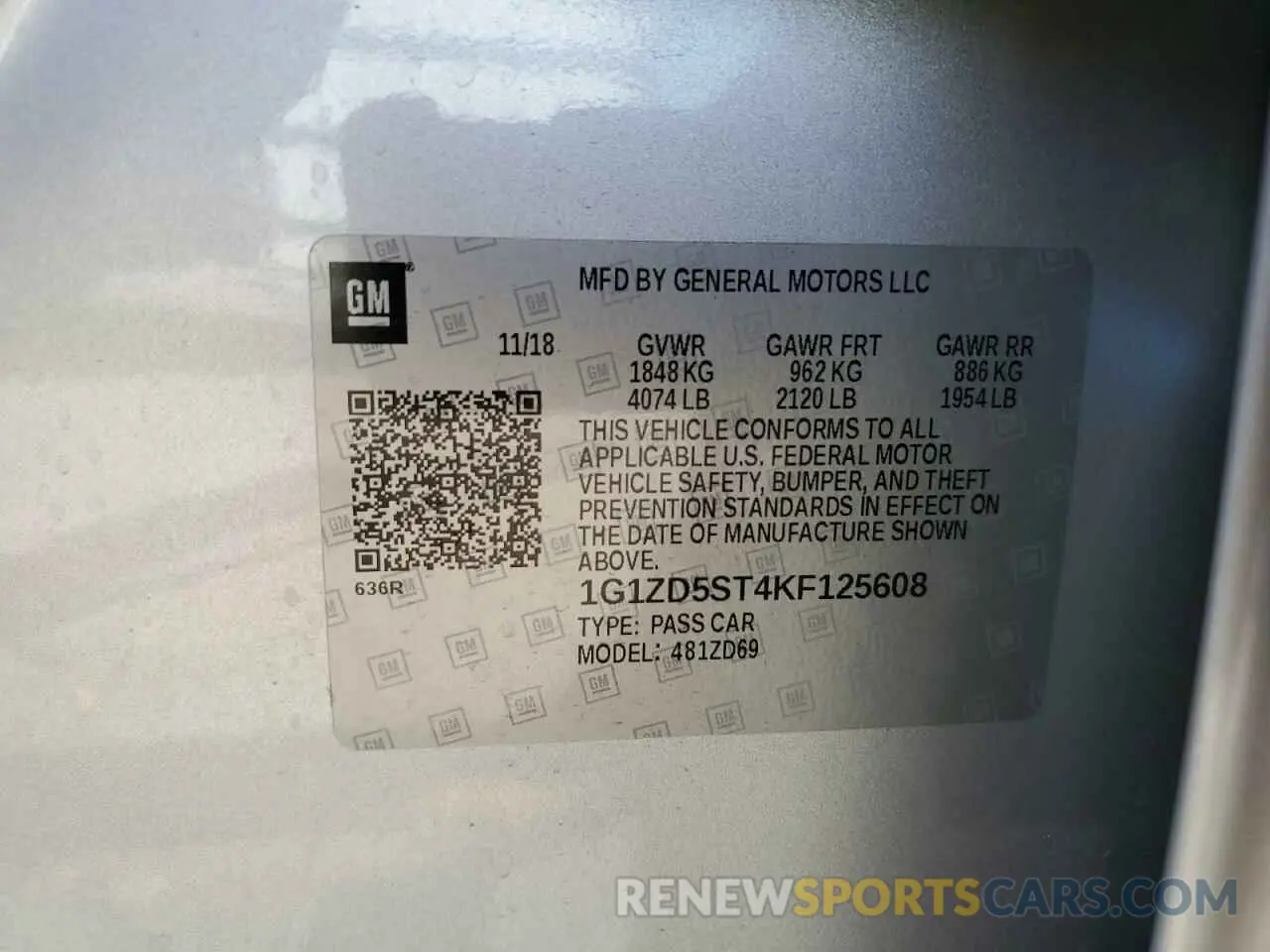 12 Photograph of a damaged car 1G1ZD5ST4KF125608 CHEVROLET MALIBU 2019