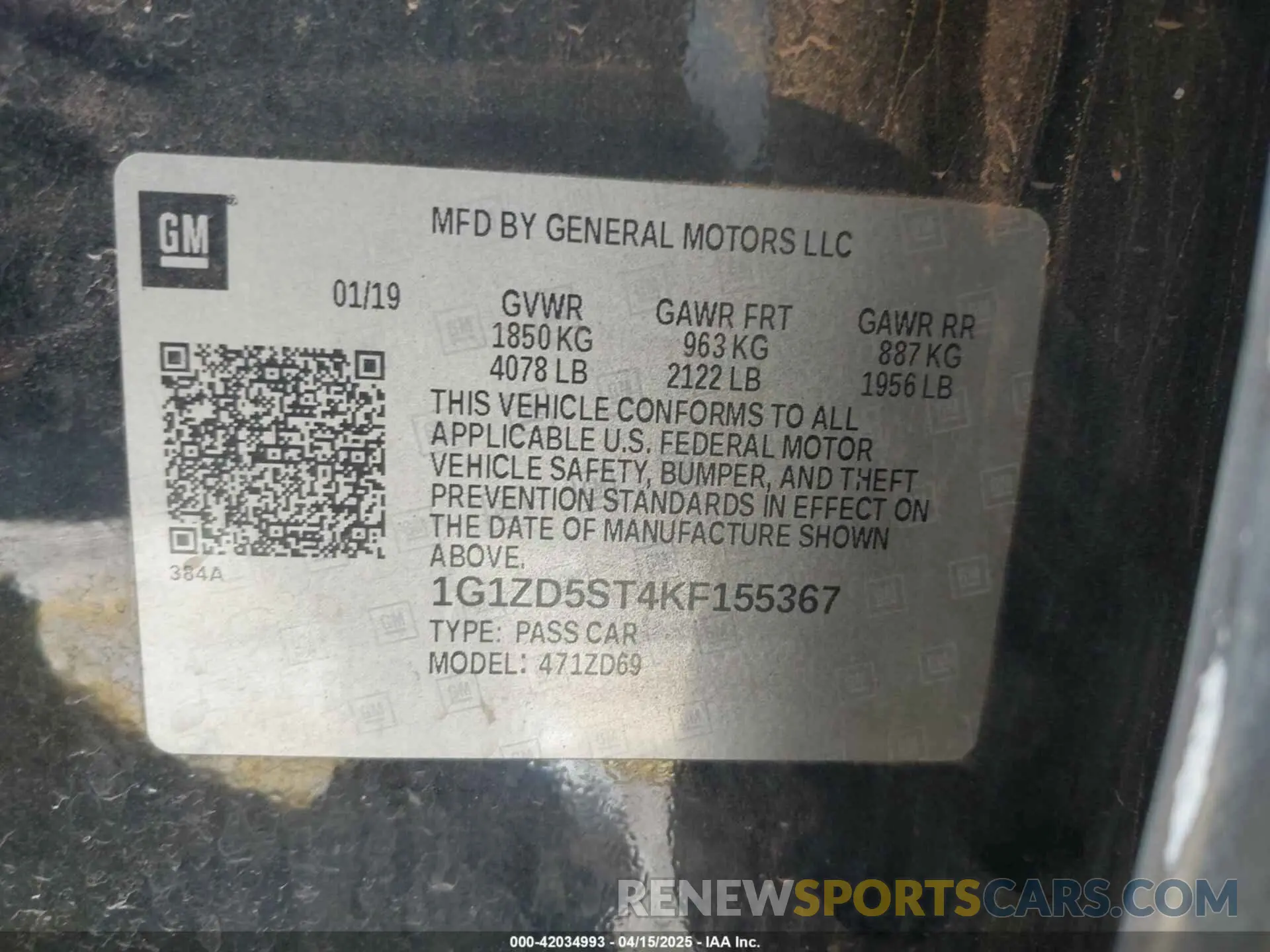 9 Photograph of a damaged car 1G1ZD5ST4KF155367 CHEVROLET MALIBU 2019