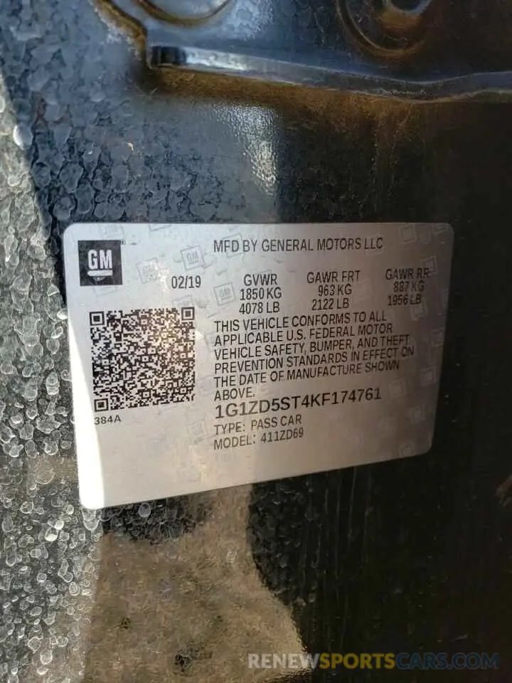 14 Photograph of a damaged car 1G1ZD5ST4KF174761 CHEVROLET MALIBU 2019
