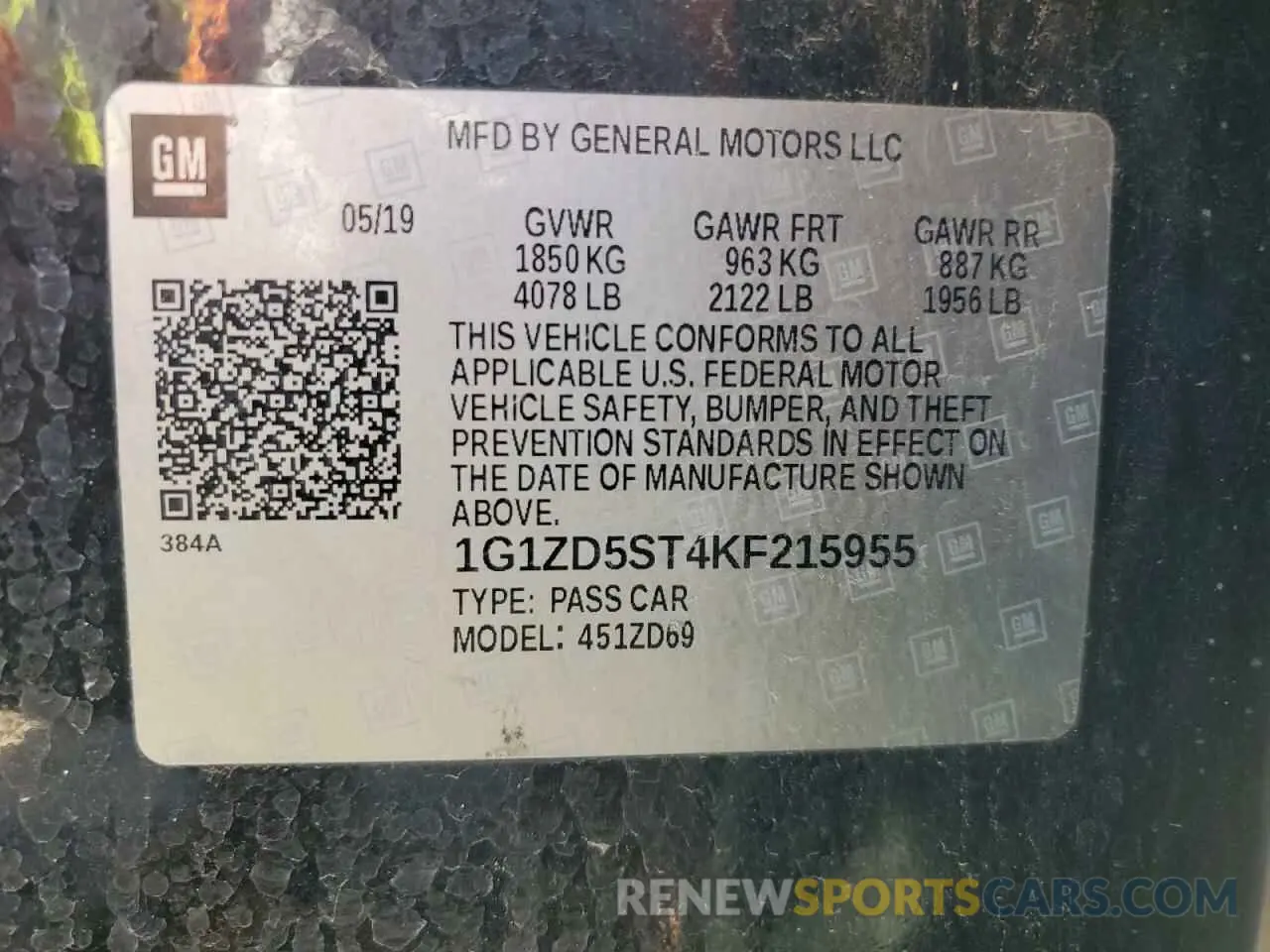 13 Photograph of a damaged car 1G1ZD5ST4KF215955 CHEVROLET MALIBU 2019