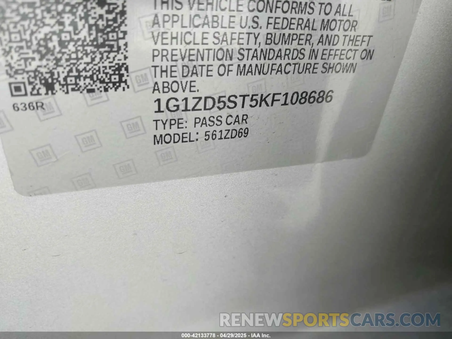 9 Photograph of a damaged car 1G1ZD5ST5KF108686 CHEVROLET MALIBU 2019