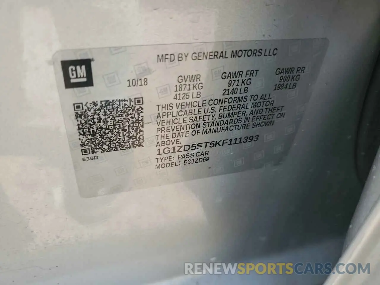 12 Photograph of a damaged car 1G1ZD5ST5KF111393 CHEVROLET MALIBU 2019