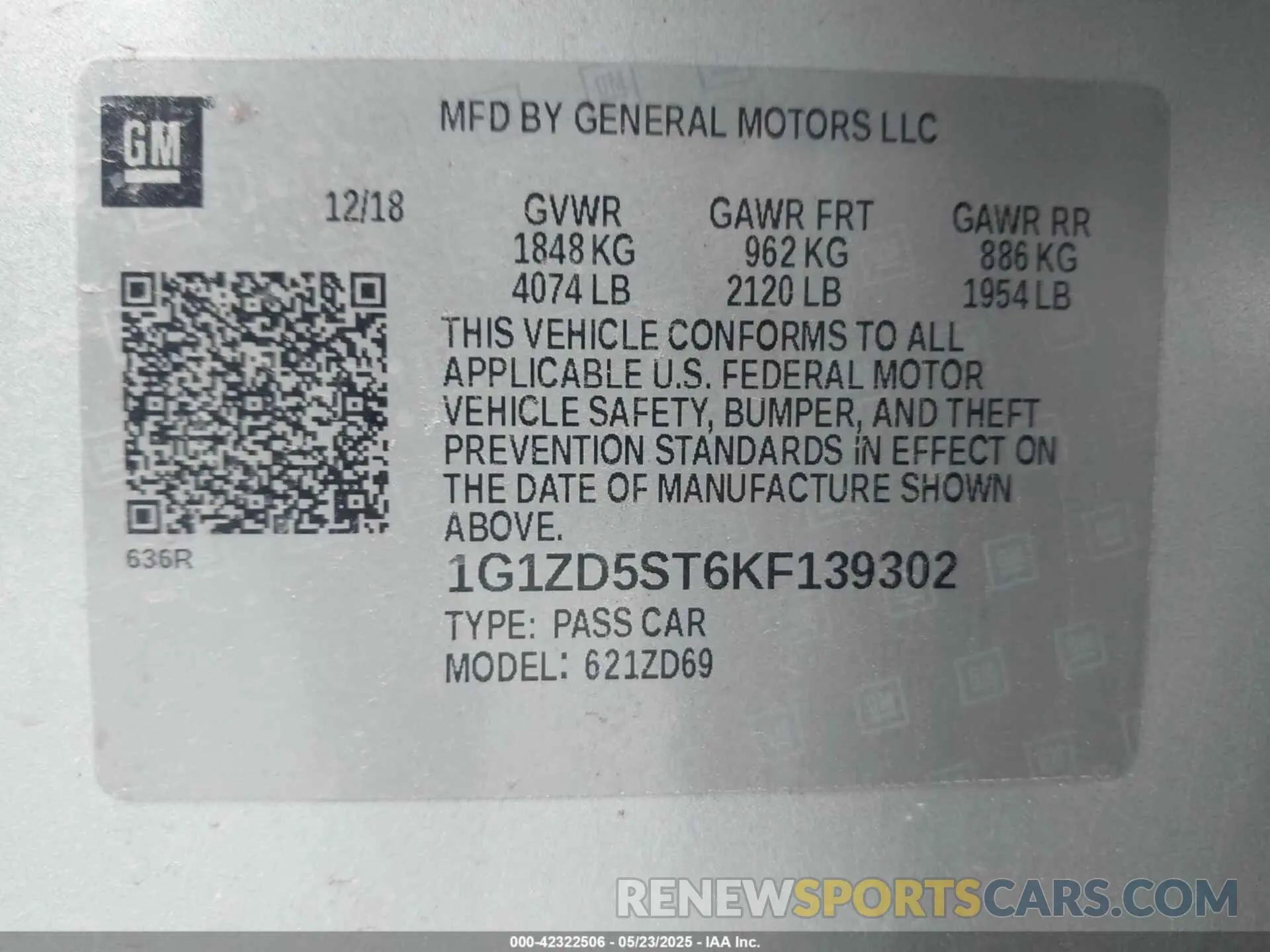 9 Photograph of a damaged car 1G1ZD5ST6KF139302 CHEVROLET MALIBU 2019