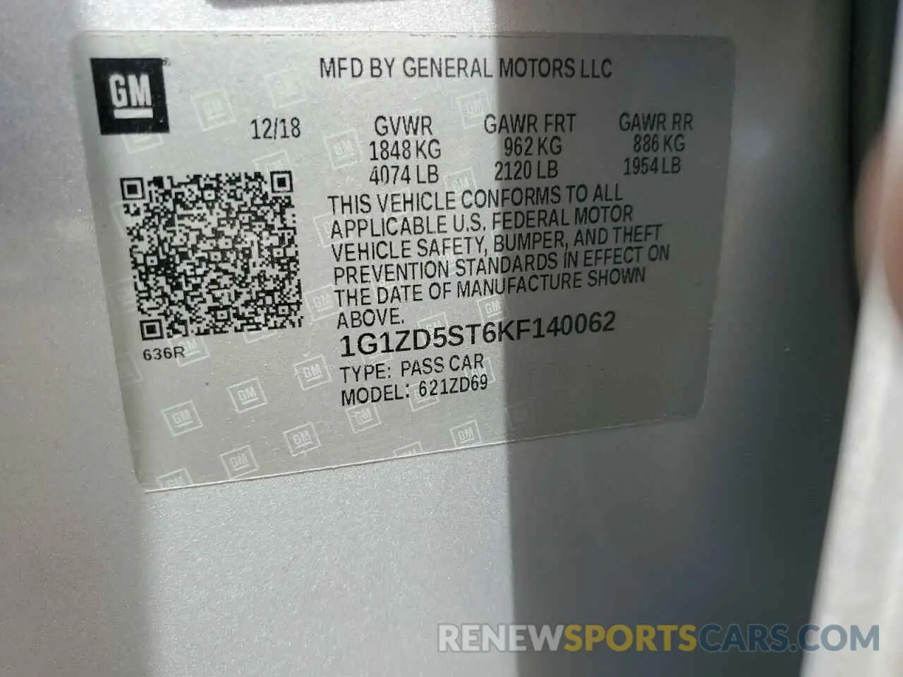 13 Photograph of a damaged car 1G1ZD5ST6KF140062 CHEVROLET MALIBU 2019