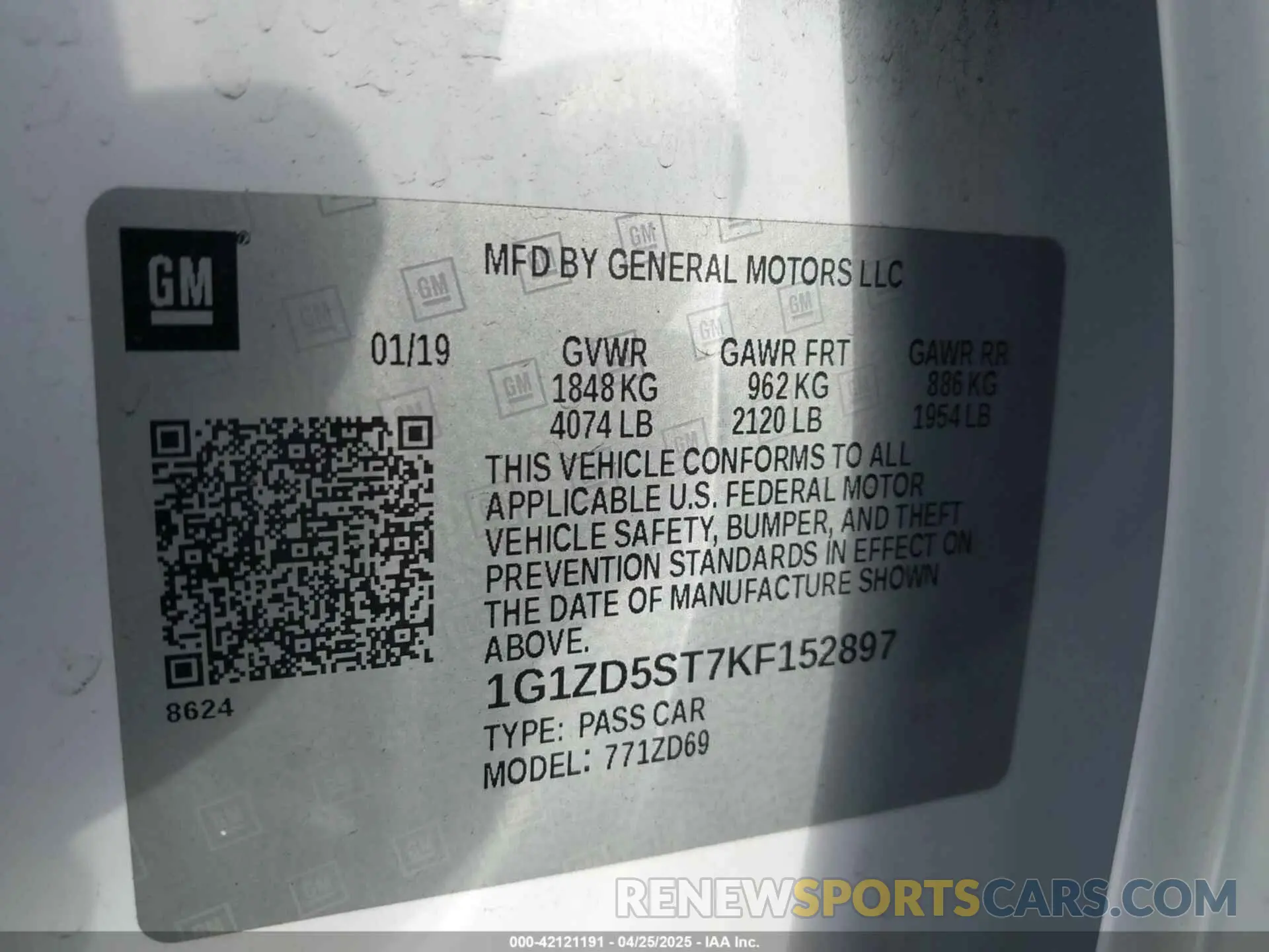 9 Photograph of a damaged car 1G1ZD5ST7KF152897 CHEVROLET MALIBU 2019
