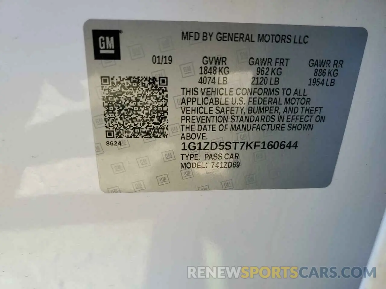 13 Photograph of a damaged car 1G1ZD5ST7KF160644 CHEVROLET MALIBU 2019