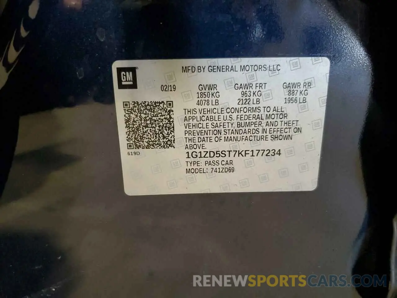 12 Photograph of a damaged car 1G1ZD5ST7KF177234 CHEVROLET MALIBU 2019