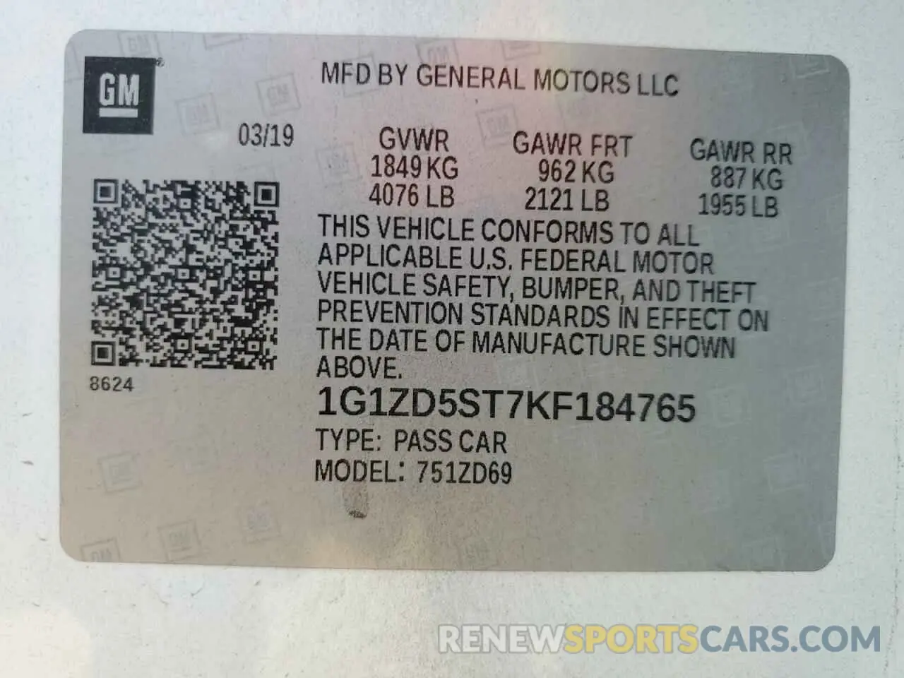 15 Photograph of a damaged car 1G1ZD5ST7KF184765 CHEVROLET MALIBU 2019