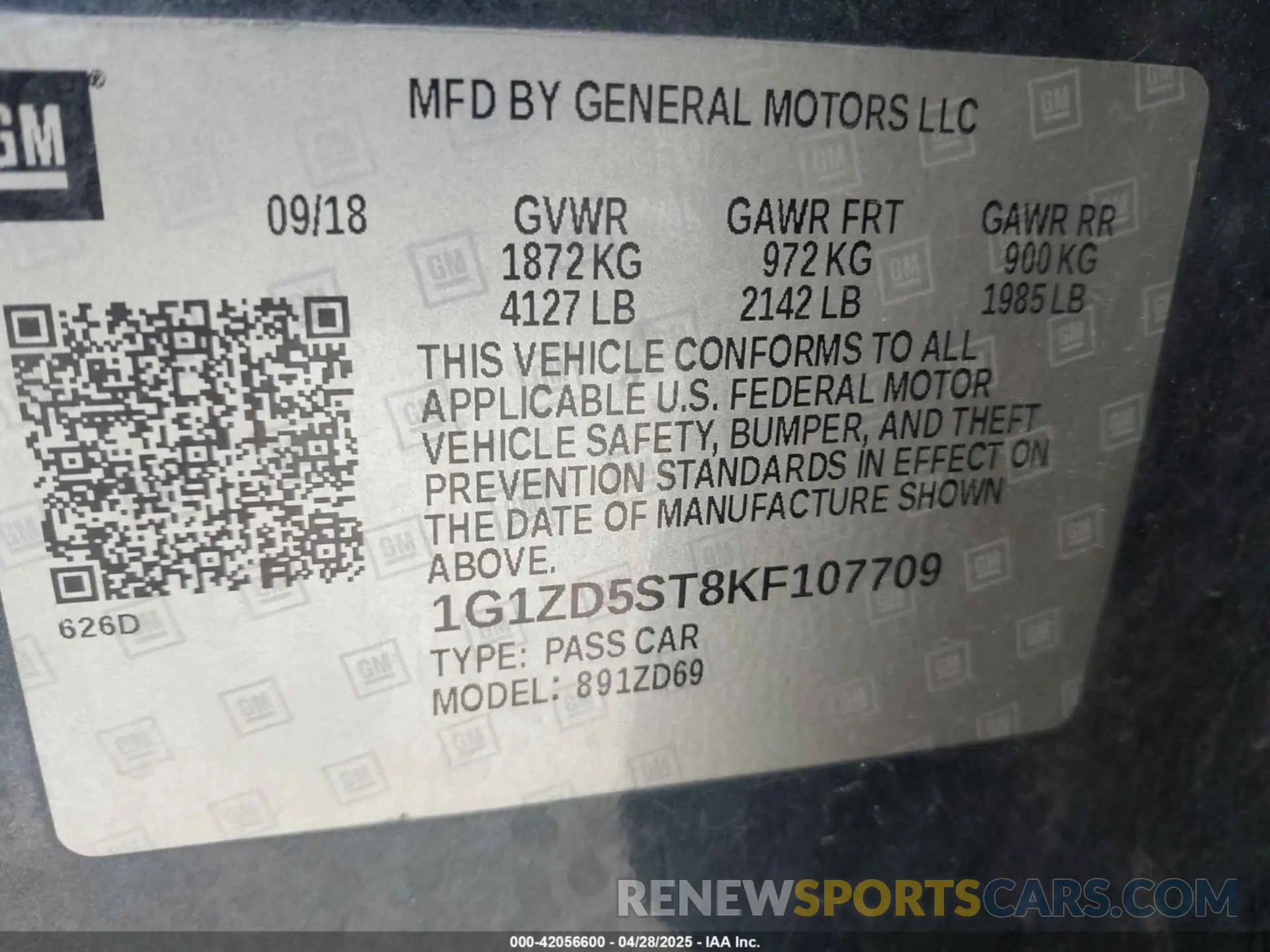 9 Photograph of a damaged car 1G1ZD5ST8KF107709 CHEVROLET MALIBU 2019