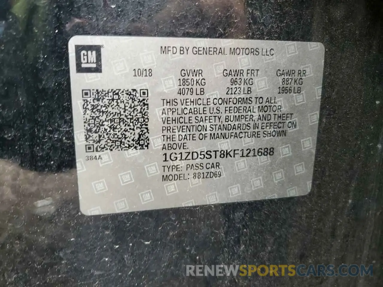 13 Photograph of a damaged car 1G1ZD5ST8KF121688 CHEVROLET MALIBU 2019