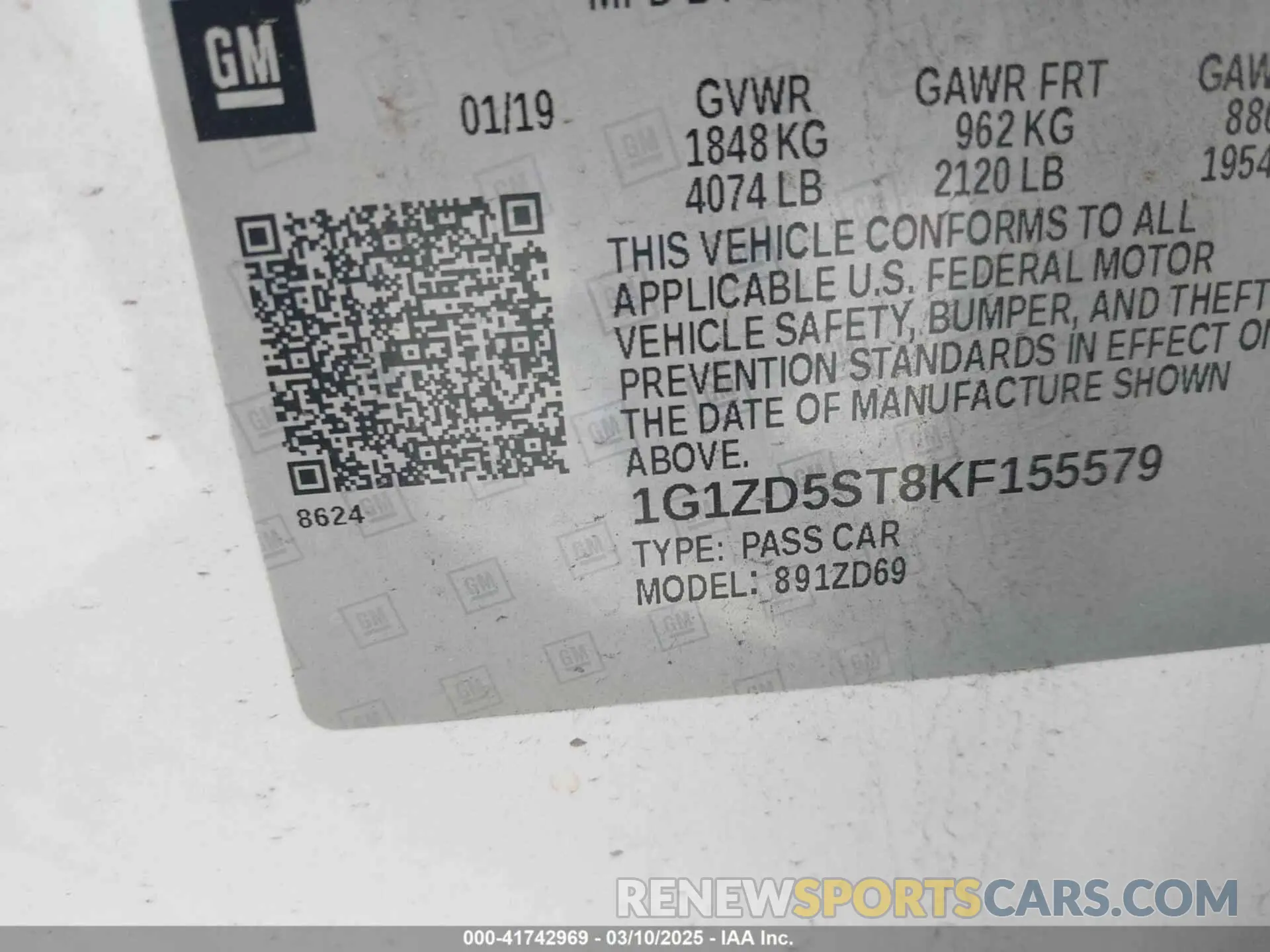 9 Photograph of a damaged car 1G1ZD5ST8KF155579 CHEVROLET MALIBU 2019