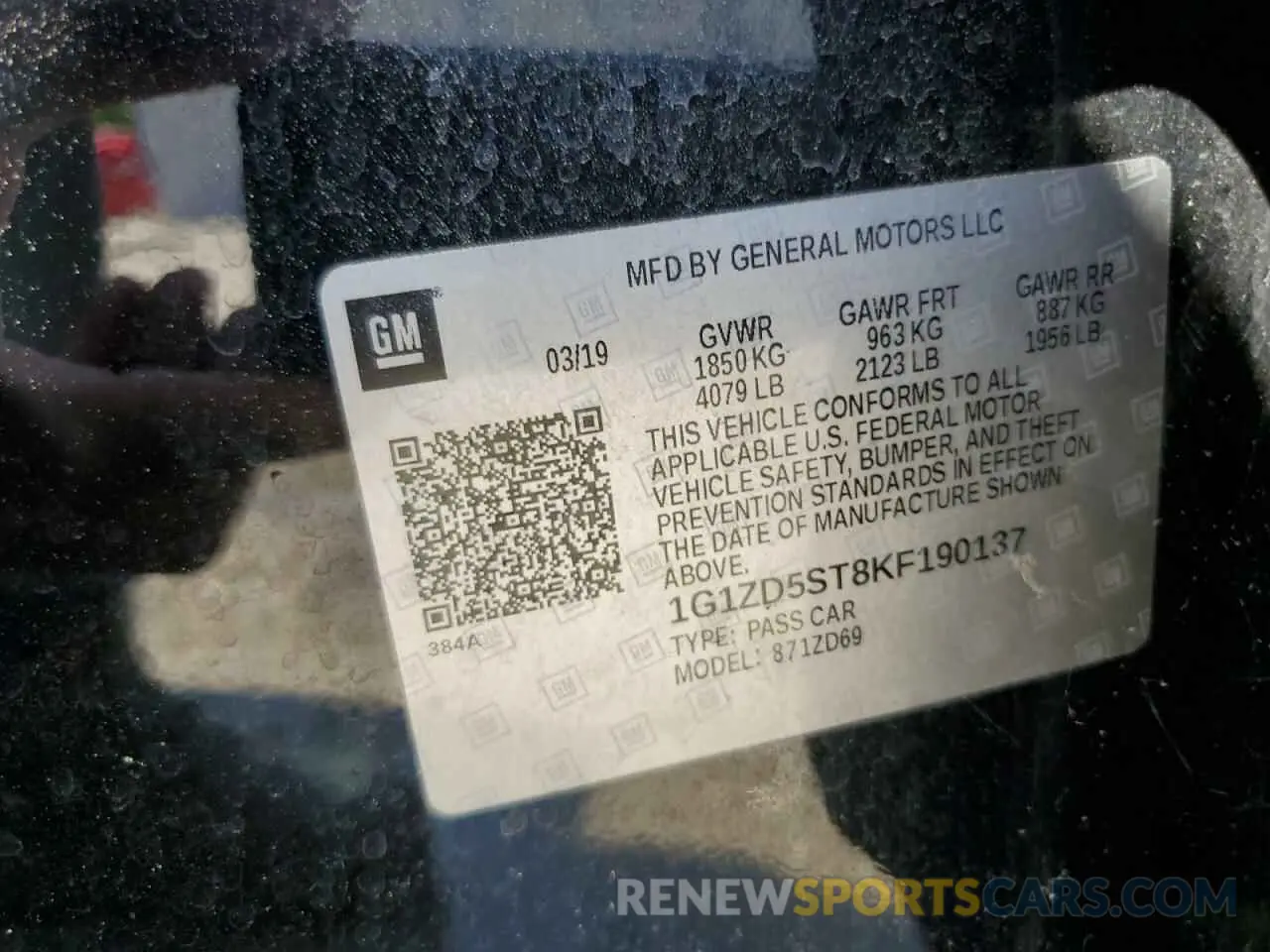 12 Photograph of a damaged car 1G1ZD5ST8KF190137 CHEVROLET MALIBU 2019