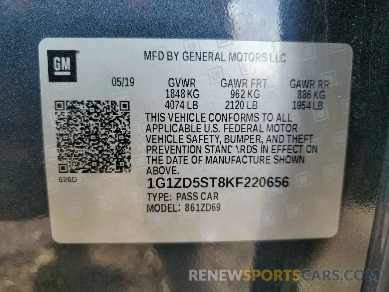 12 Photograph of a damaged car 1G1ZD5ST8KF220656 CHEVROLET MALIBU 2019