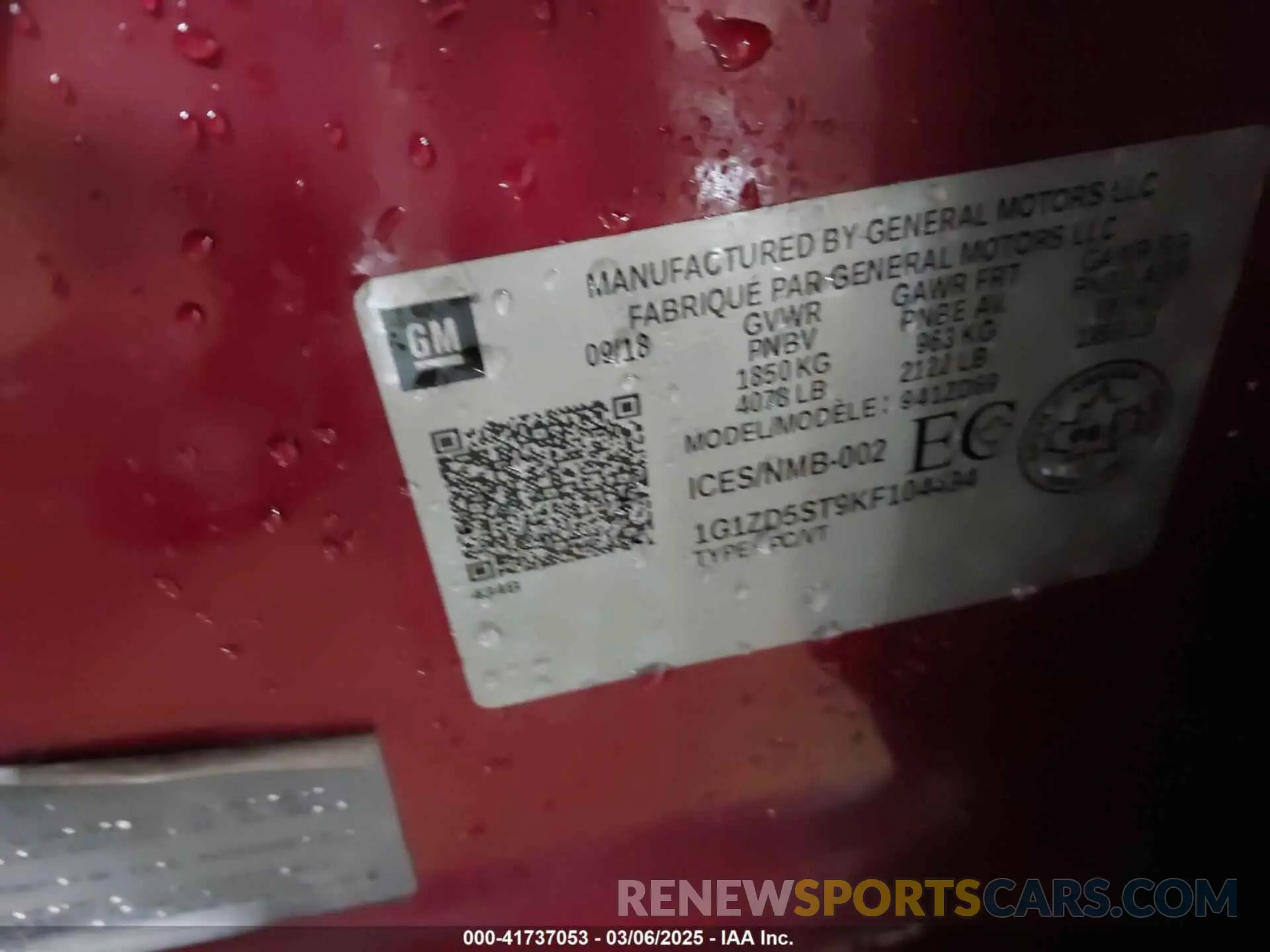 9 Photograph of a damaged car 1G1ZD5ST9KF104494 CHEVROLET MALIBU 2019