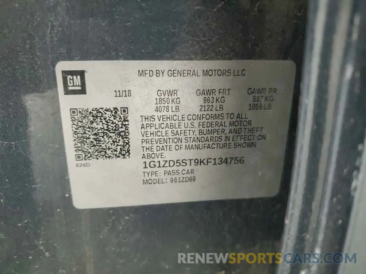 12 Photograph of a damaged car 1G1ZD5ST9KF134756 CHEVROLET MALIBU 2019