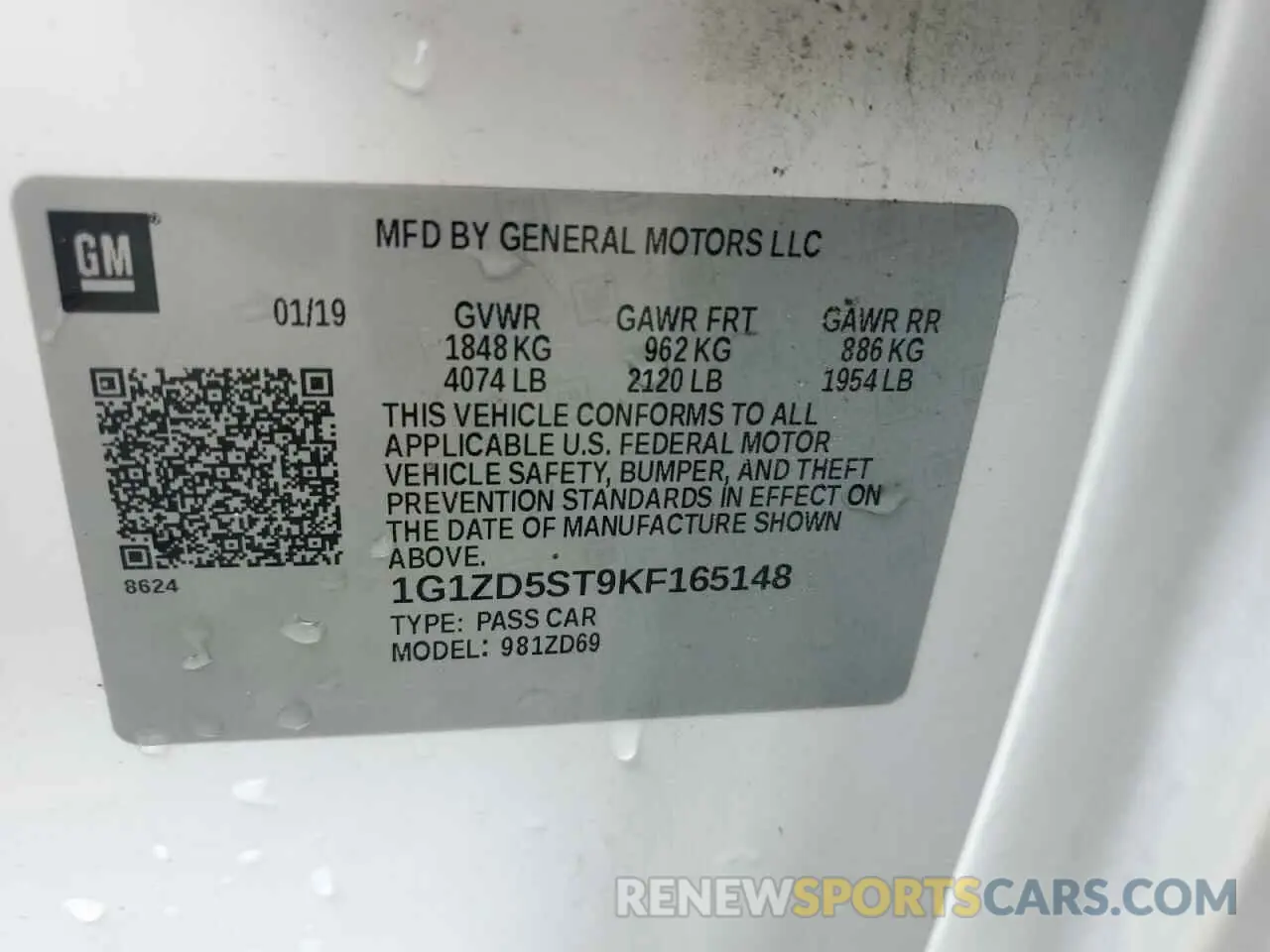 12 Photograph of a damaged car 1G1ZD5ST9KF165148 CHEVROLET MALIBU 2019