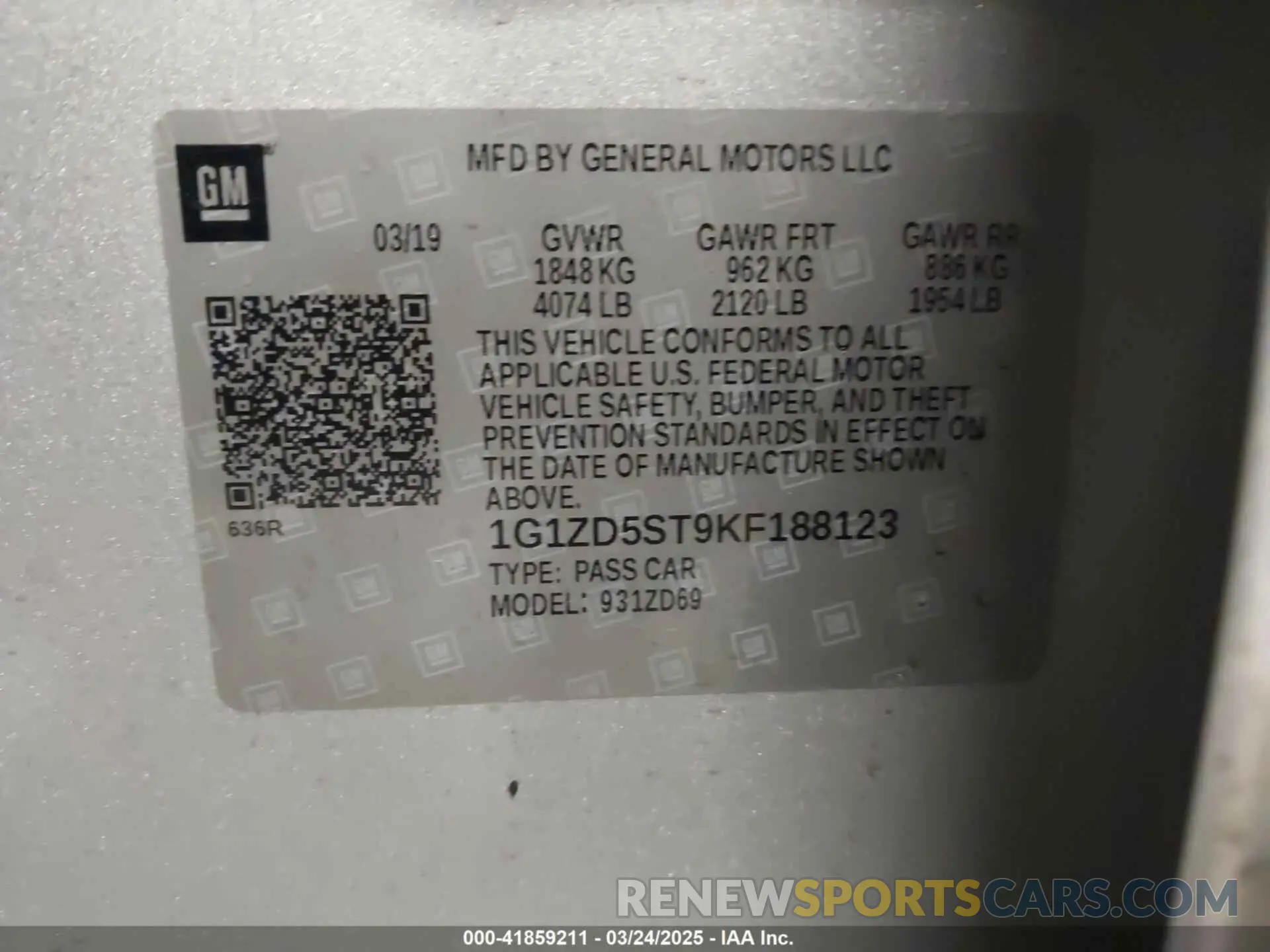 9 Photograph of a damaged car 1G1ZD5ST9KF188123 CHEVROLET MALIBU 2019