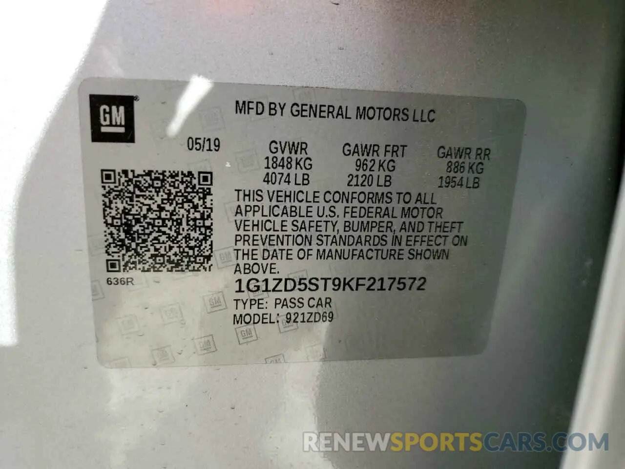 12 Photograph of a damaged car 1G1ZD5ST9KF217572 CHEVROLET MALIBU 2019