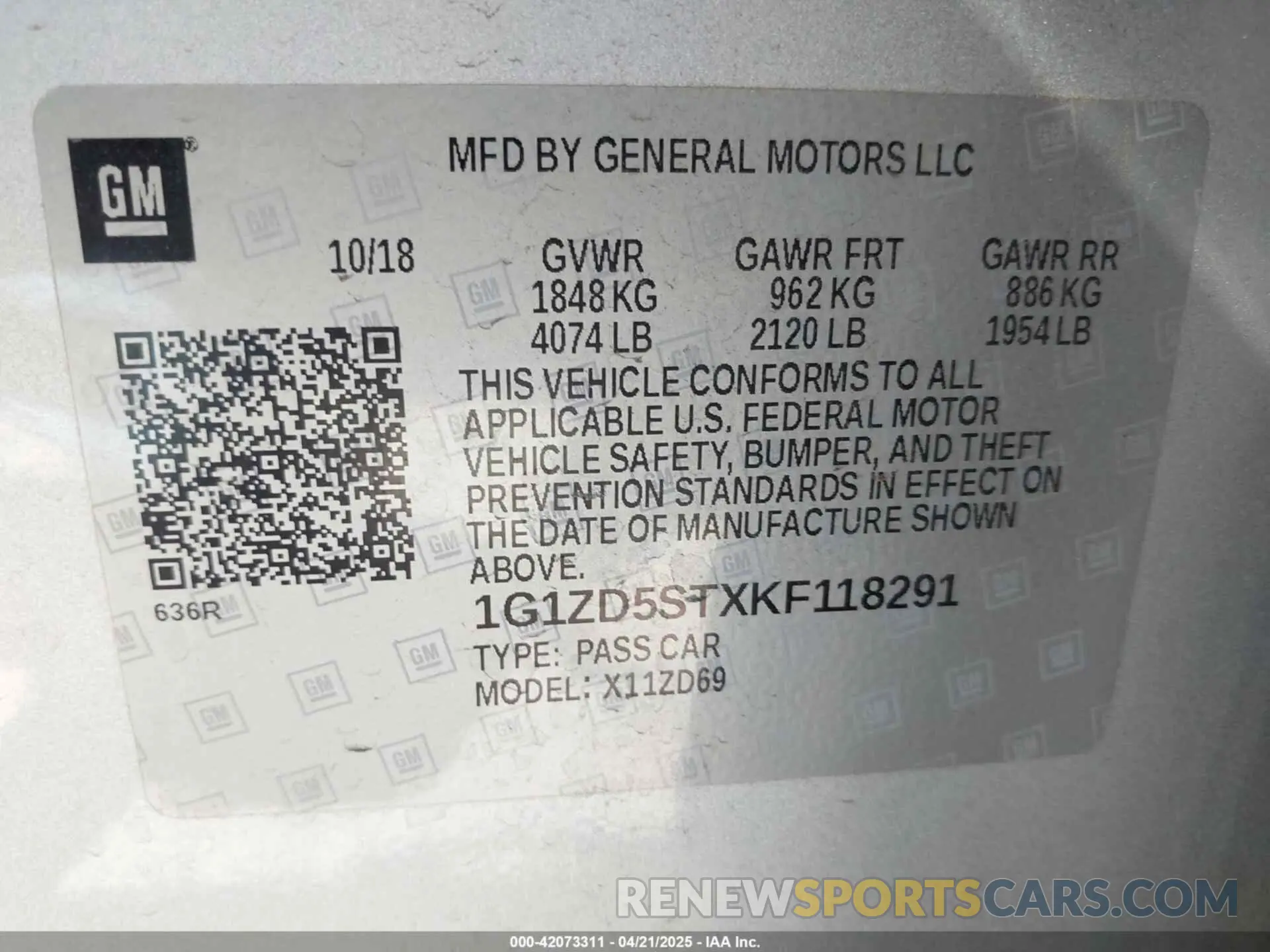 9 Photograph of a damaged car 1G1ZD5STXKF118291 CHEVROLET MALIBU 2019