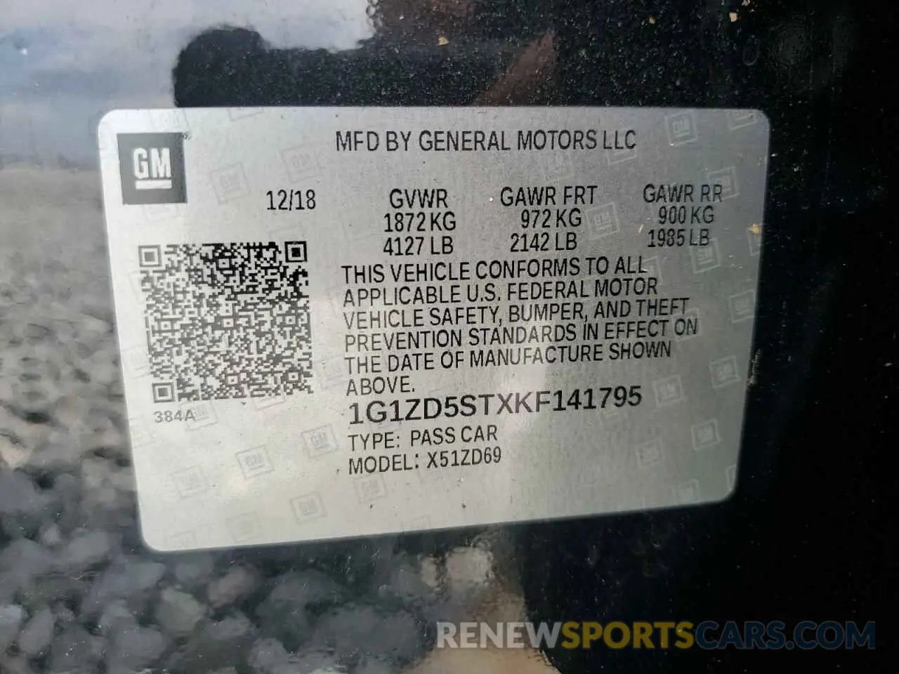12 Photograph of a damaged car 1G1ZD5STXKF141795 CHEVROLET MALIBU 2019