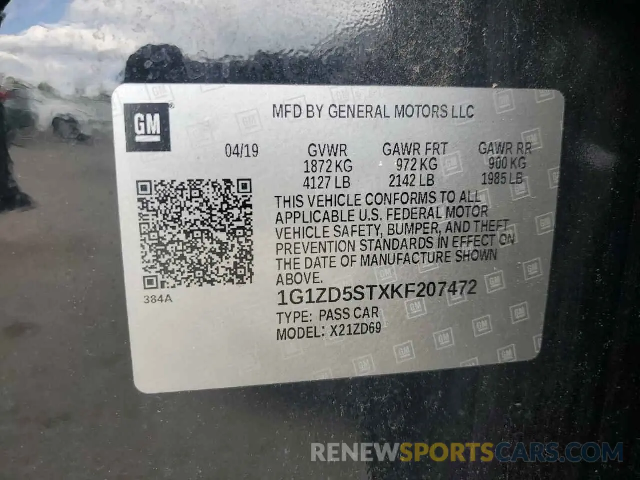 12 Photograph of a damaged car 1G1ZD5STXKF207472 CHEVROLET MALIBU 2019