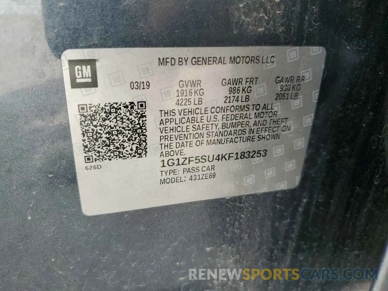 12 Photograph of a damaged car 1G1ZF5SU4KF183253 CHEVROLET MALIBU 2019