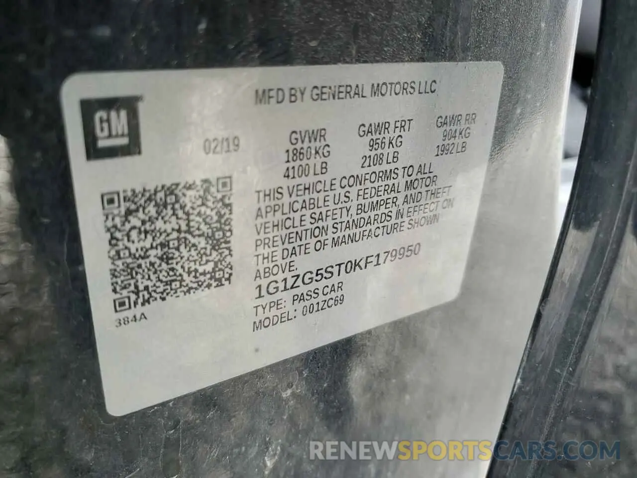 12 Photograph of a damaged car 1G1ZG5ST0KF179950 CHEVROLET MALIBU 2019