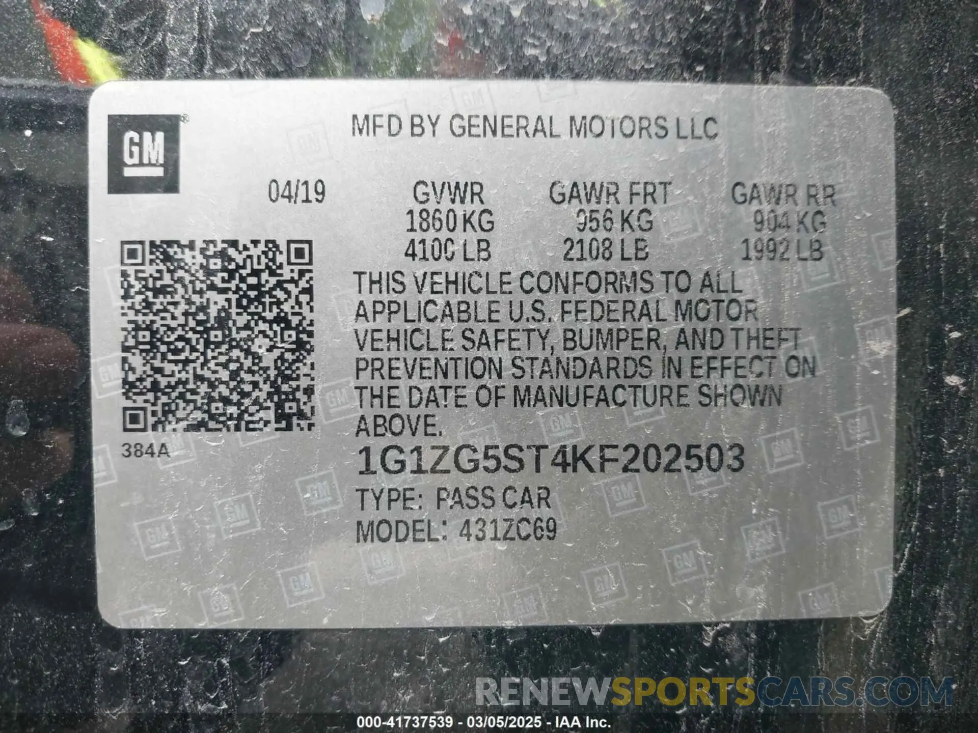 9 Photograph of a damaged car 1G1ZG5ST4KF202503 CHEVROLET MALIBU 2019