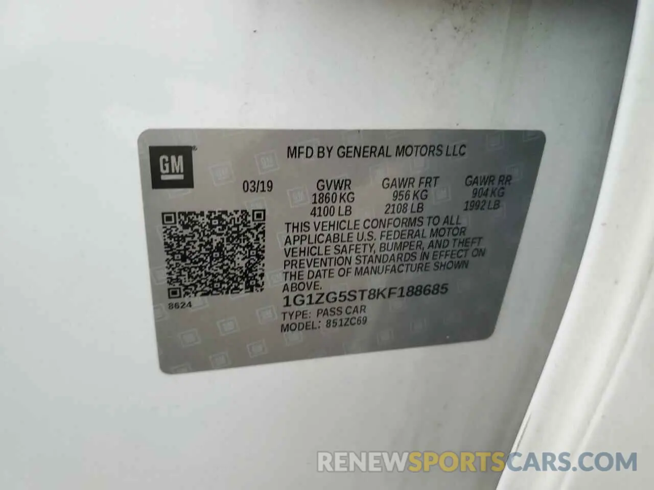 12 Photograph of a damaged car 1G1ZG5ST8KF188685 CHEVROLET MALIBU 2019