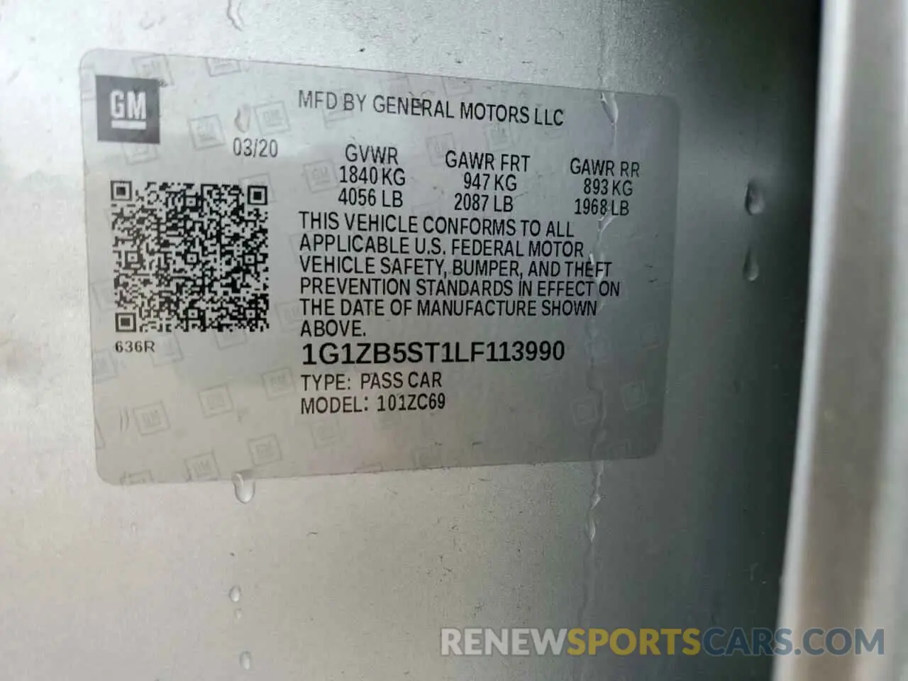 12 Photograph of a damaged car 1G1ZB5ST1LF113990 CHEVROLET MALIBU 2020