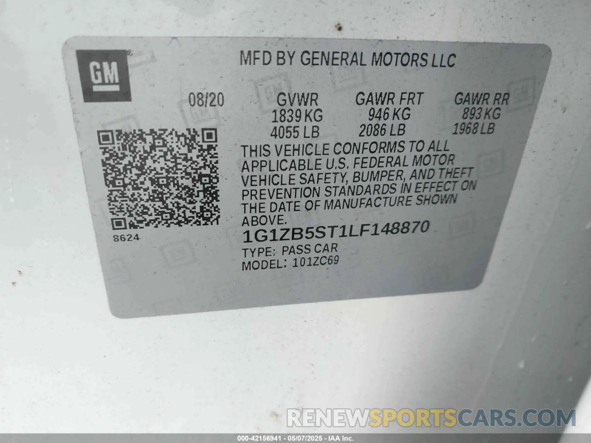 9 Photograph of a damaged car 1G1ZB5ST1LF148870 CHEVROLET MALIBU 2020