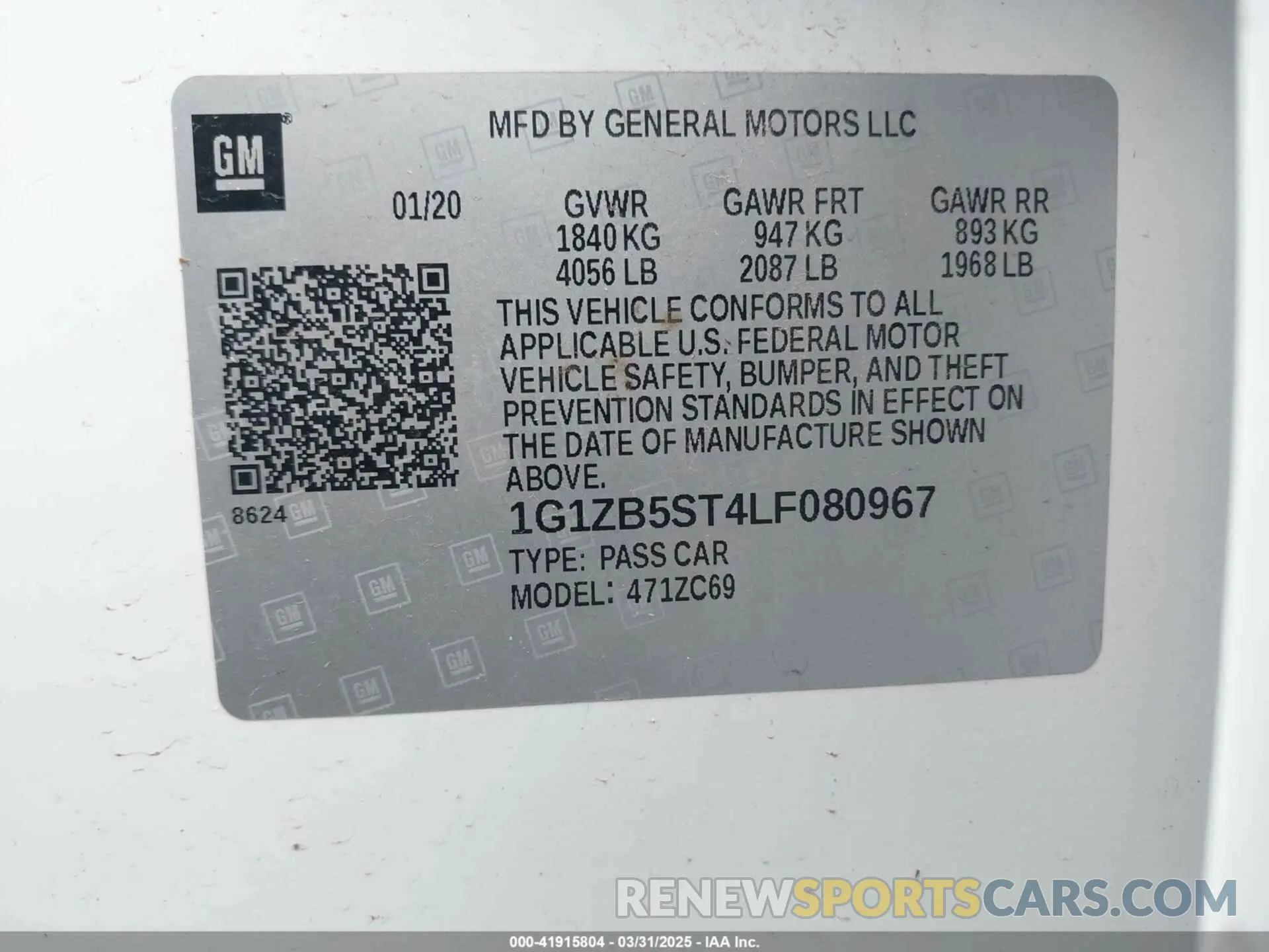 9 Photograph of a damaged car 1G1ZB5ST4LF080967 CHEVROLET MALIBU 2020