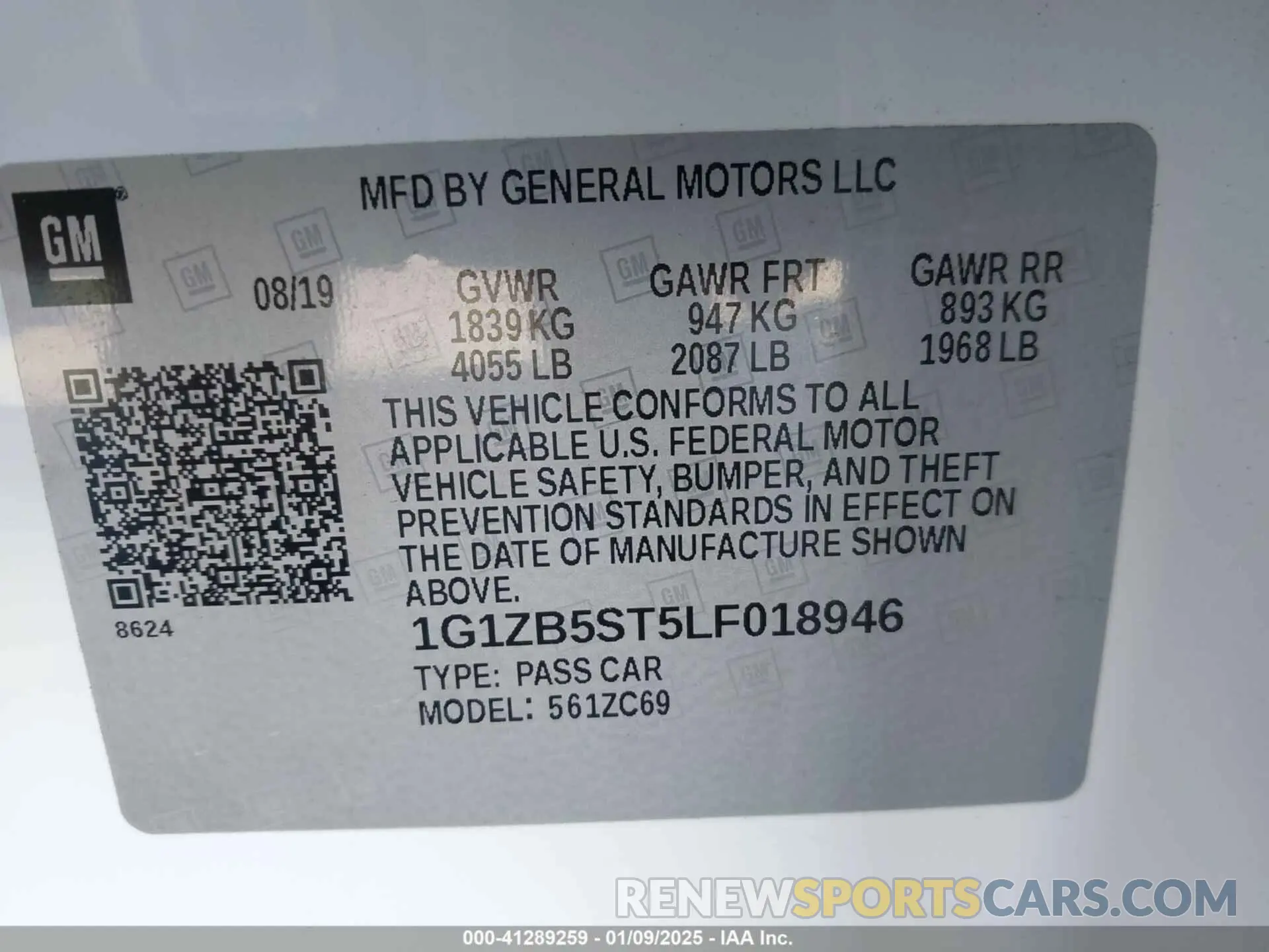 9 Photograph of a damaged car 1G1ZB5ST5LF018946 CHEVROLET MALIBU 2020