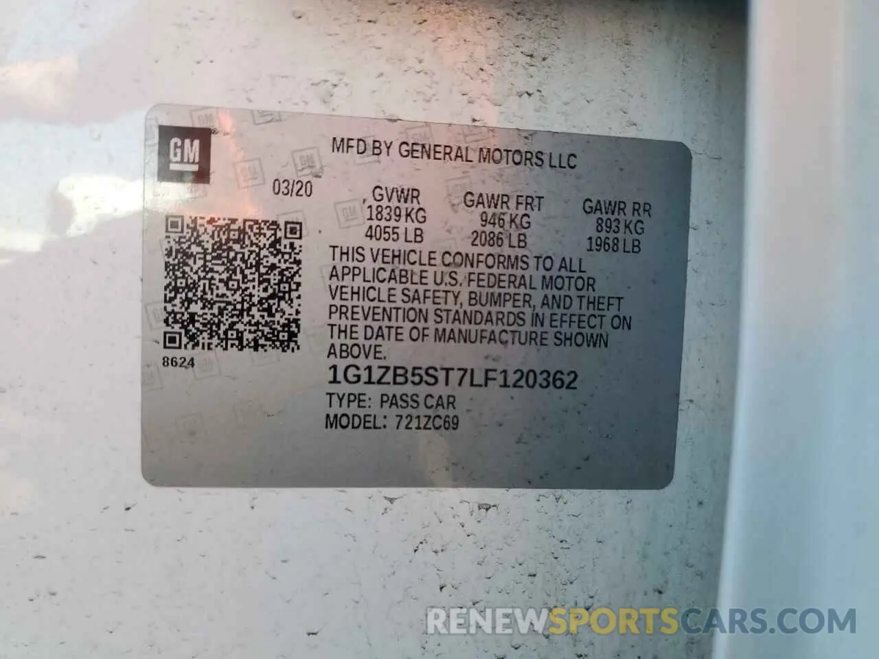 12 Photograph of a damaged car 1G1ZB5ST7LF120362 CHEVROLET MALIBU 2020
