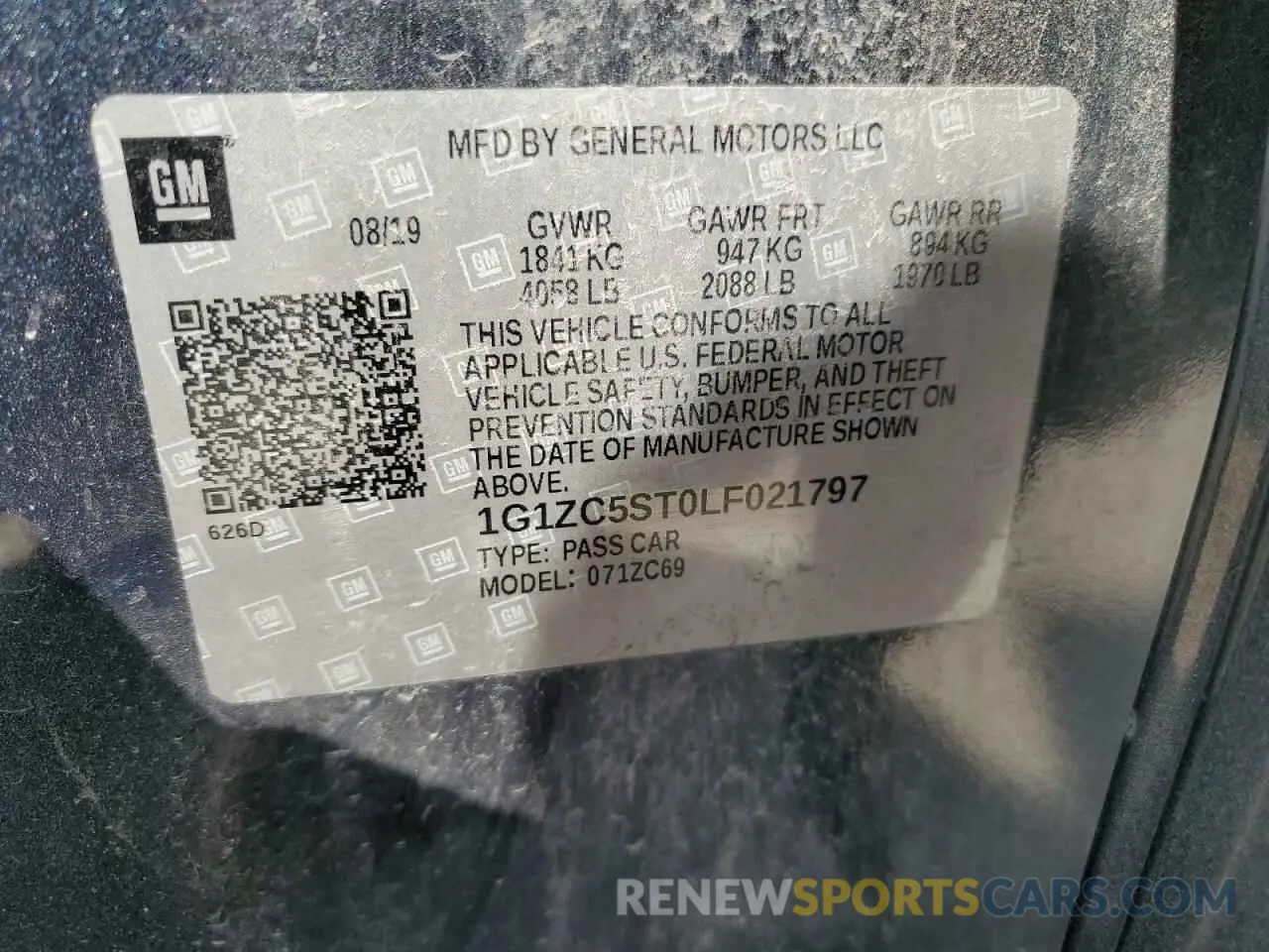 12 Photograph of a damaged car 1G1ZC5ST0LF021797 CHEVROLET MALIBU 2020