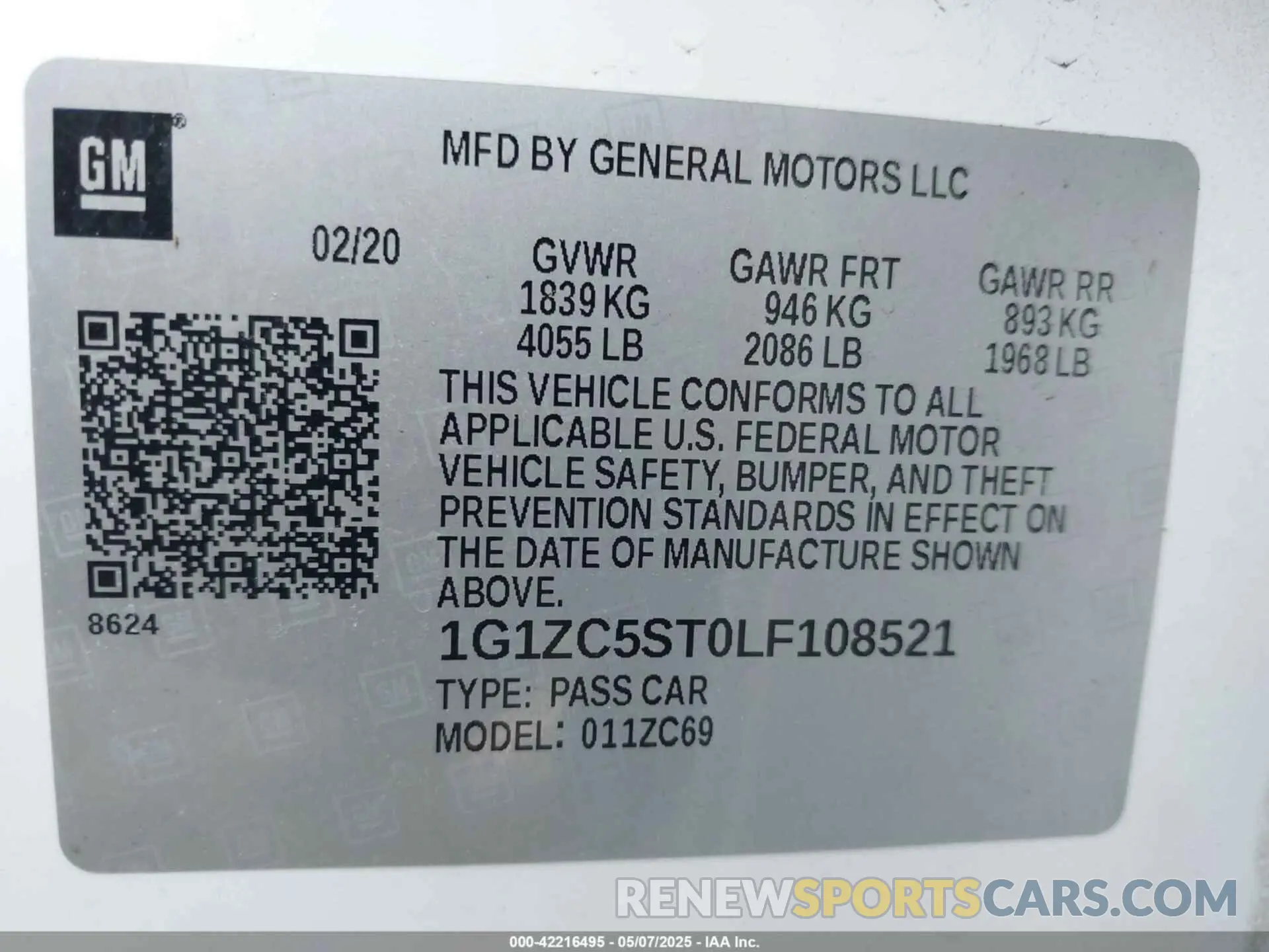 9 Photograph of a damaged car 1G1ZC5ST0LF108521 CHEVROLET MALIBU 2020