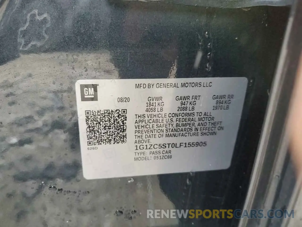 14 Photograph of a damaged car 1G1ZC5ST0LF155905 CHEVROLET MALIBU 2020